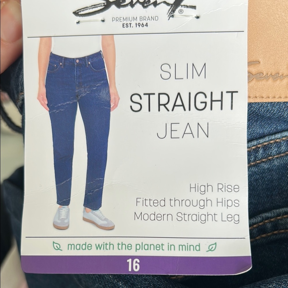 Seven7 Women's High Rise Slim Straight Jeans - Blue
